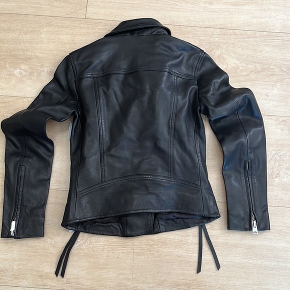 ALLSAINTS Neve Sheepskin Leather Biker Jacket BLACK SIZE 0 - Picture 10 of 10